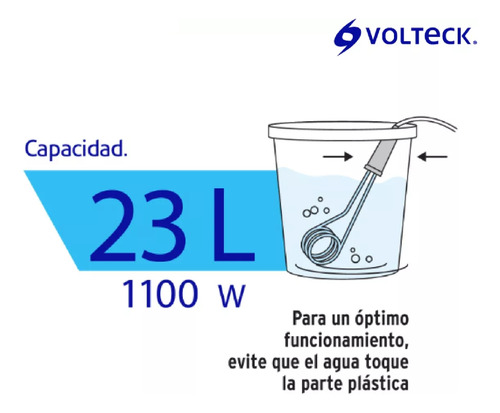 Calentador De Inmersión P/agua #6 De 23 L, 1100 W, Volteck C Gn