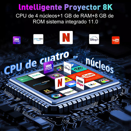 Projector Professional Android Xgody 8k Inteligente Full Hd Wifi 6, Mini Projector Portátil For Exteriors Compatible with Ios, Android, Screen Adjust, 180 Grados