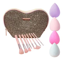 Comprar Set Maquillaje 8 Brochas Y Pinceles Con Estuche + Esponjas