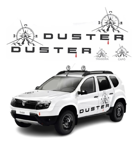 Kit Adesivos Para Renault Duster Adventure Completo 13886 Cor KIT ADESIVOS CAPO TETO FAIXA LATERAL PARA DUSTER ADVENTURE BÚSSULA ROSA DOS VENTOS