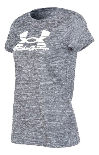 Remera Under Armour Running Mujer Tech Twist Script Gris Ras