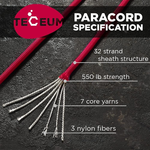 Cuerda Paracord Teceum, Ideal Para Supervivencia, 45 Colores