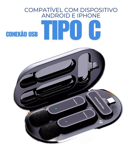 Kit 2 Microfone Lapela Duplo Anti Ruído Profissional Tipo C