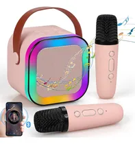 Comprar Mini Parlante Para Karaoke Y Música Con 2 Micrófonos Inalámbricos, Luz Rgb Y Sonido Potente De Alta Calidad Everest