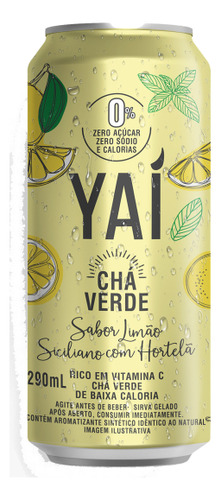 Chá Verde Limão Siciliano Com Hortelã Yaí 260ml Kit C/6