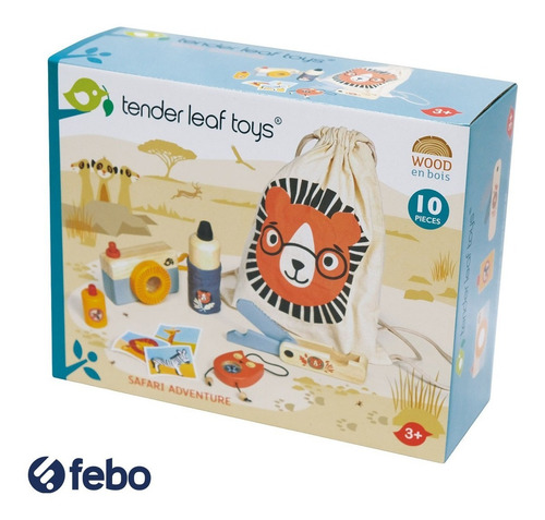 Imagen 3 de 5 de Kit Aventura Safari Juguetes En Madera + Bolsa P/ Niños Febo