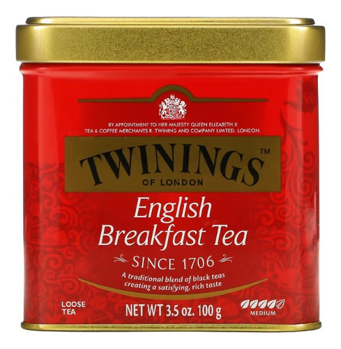 Te Twinings English Breackfast En Hebras Lata 100gr Import