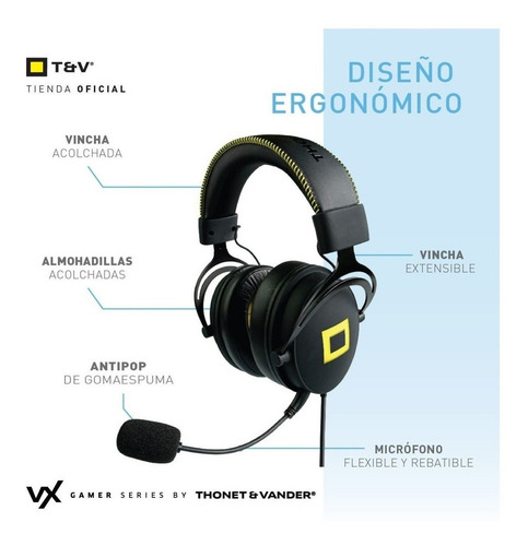 Imagen 3 de 7 de Auriculares Gamer Micrófono Desmontable Luz Led Usb Xbox Ps5