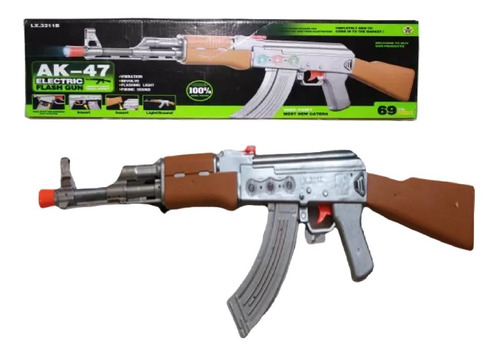 Fuzil Ak-47 Brinquedo Arminha Com Som E Luz 69cm Militar 