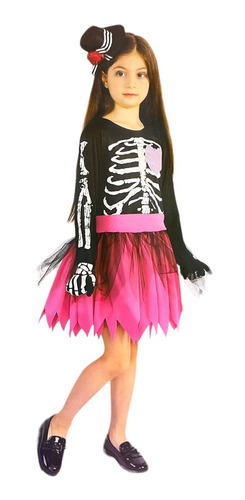 Disfraz Para Niña Bebe Esqueleto Con Tocado Hallowen