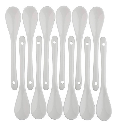 Set X12 Cucharitas Ceramica Blanca Souvenir Cafe Te Eventos