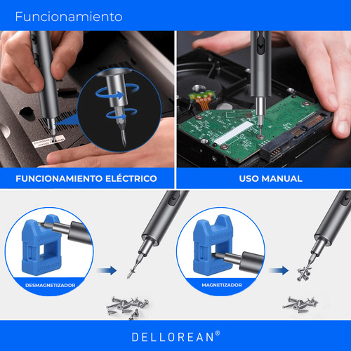Destornillador Eléctrico Kit 28pcs Dellorean D28t Reparación