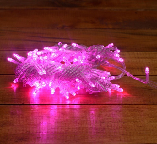 Paquete De 5 Luces Navideña Serie Magica 100 Leds Rosa 5m