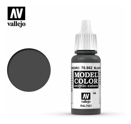 Imagen 3 de 5 de Vallejo Model Color Gris Negro 70862 Plastimodelismo Acrylic