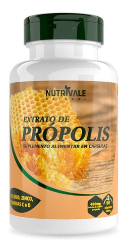 Extrato De Própolis Com Vitaminas 60 Cápsulas - Nutrivale Sabor Sem Sabor