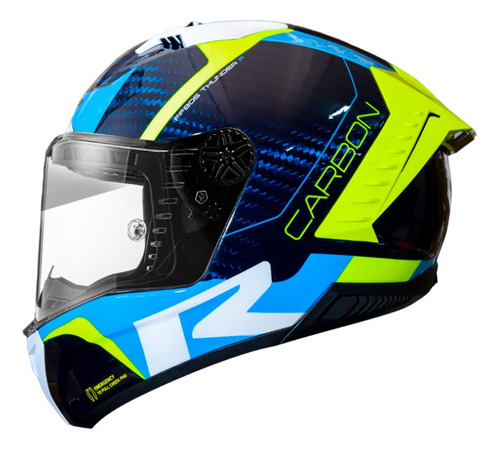 Casco Para Moto Racing1 Azul Amarillo
