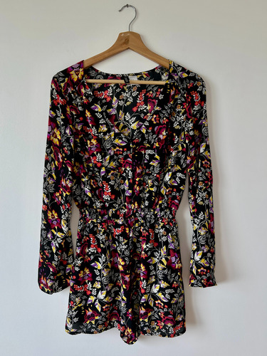 Mono Corto Estampado- H&m - Talle Eur 38 Negro 38 (Usado)