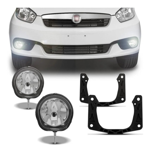 Juego Faros Auxiliar Antiniebla P/ Fiat Grand Siena Soportes