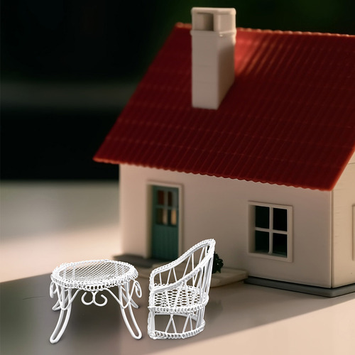 1 Juego De Muebles De Parque En Miniatura: Mesa Y Sillas Peq