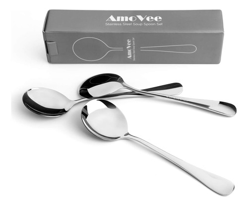 Cucharas De Sopa, Amovee Wholesale Alpha Round De Acero Inox