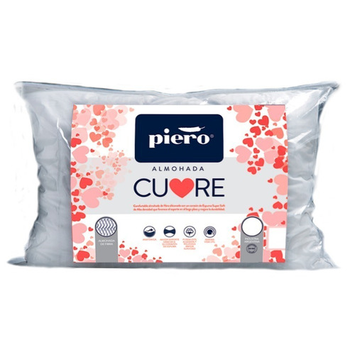 Imagen 1 de 5 de Almohada Piero Cuore 70x40 Fibra Con Corazón De Espuma