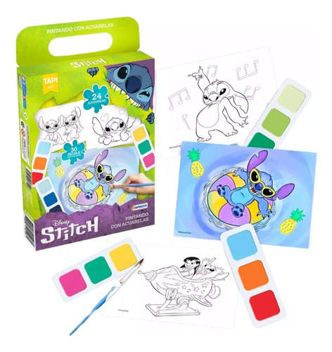 Juego De Arte Stitch Pinta Con Acuarelas Disney Tapimovil