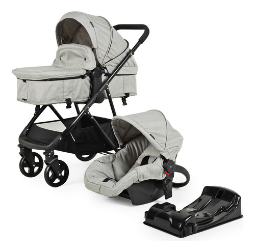 Carriola D Bebe Travel System Prince Con Autoasiento Gris Negro Gris