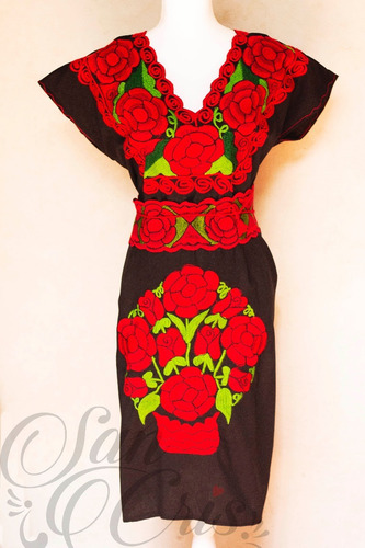Vestido Mexicano Artesanal Bordado Chiapas 100% Algodón | Meses sin intereses Vestido Mexicano Artesanal Bordado Chiapas 100% Algodón | Meses sin intereses