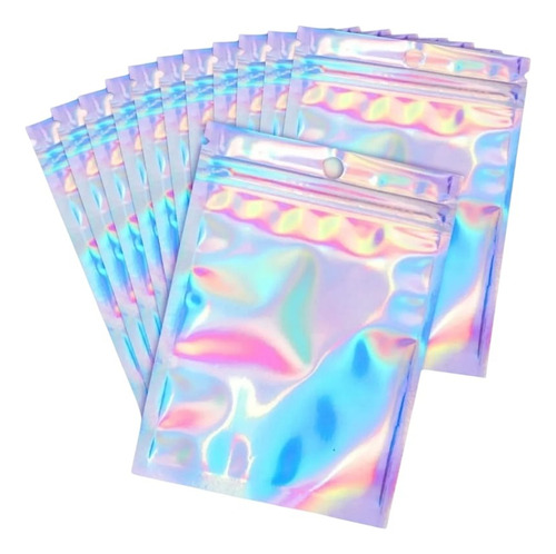 Saco Zip Holográfico Frente Transparente C/furo 07x10 C/300u