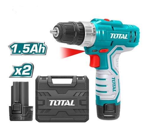 Taladro Atornillador Total 12v 2 Bat + Maletin 1350rpm