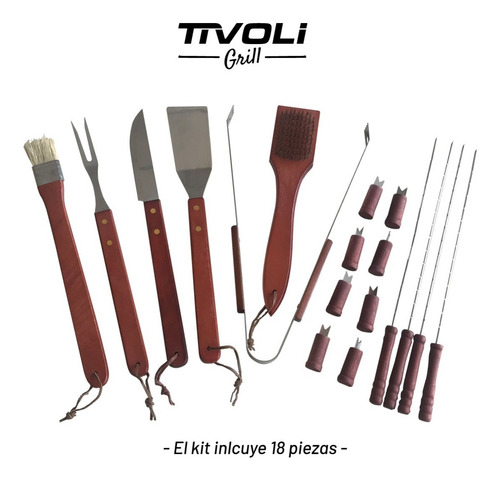 Imagen 2 de 9 de Juego Asador Tivoli Kit Asado Set Parrillero