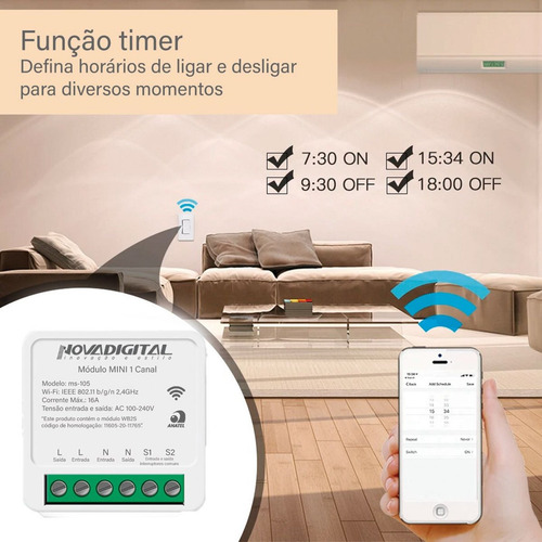Kit 100x Interruptor Mini 1ch 16a Wifi Inteligen Novadigital