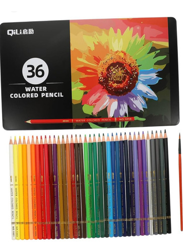 36 Lápices Acuarela Acuarables De Madera De Colores + Pincel