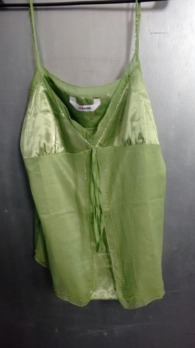 Musculosa Blusas De Raso Y Gasa Bordadas