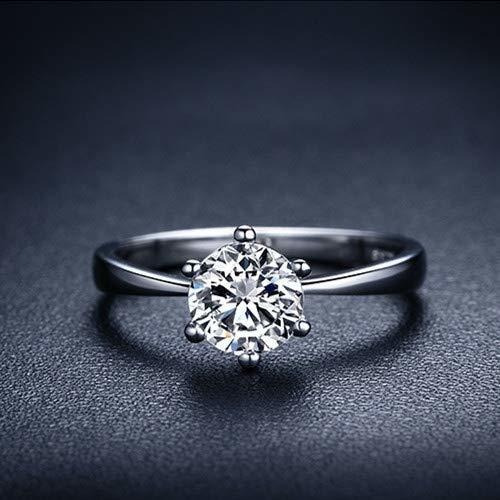 Anillo De Compromiso De Plata De Ley 925 Con Diamante De Ta