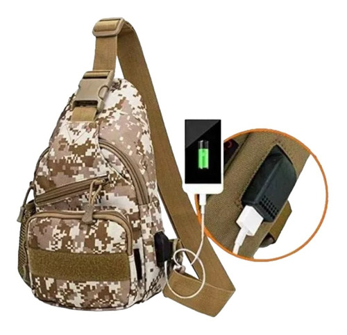 Bolso Tipo Pechera Tactico Militar Con Puerto Usb