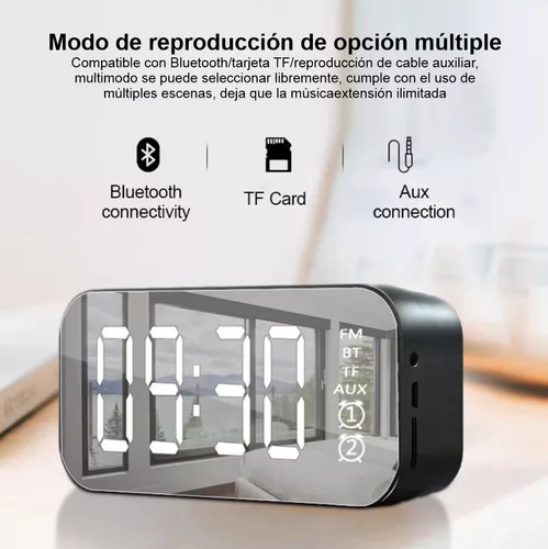 Speaker Radio Reloj Despertador Espejo Bluetooth Fm