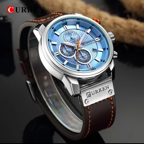 Relógio Masculino Curren Couro Oferta Funcional C.114