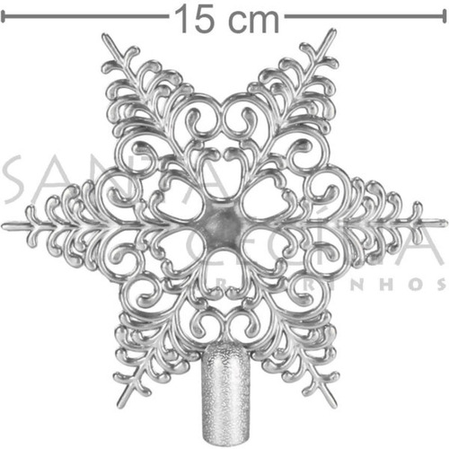 Ponteira Árvore De Natal - Estrela 6 Pontas Nta10700 - Prata
