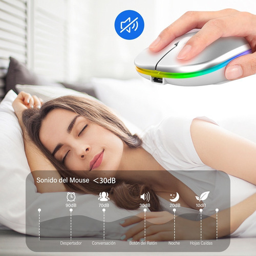 Imagen 5 de 6 de Portátil Silencio Ratón Inalámbrico Mouse Recargable Usb