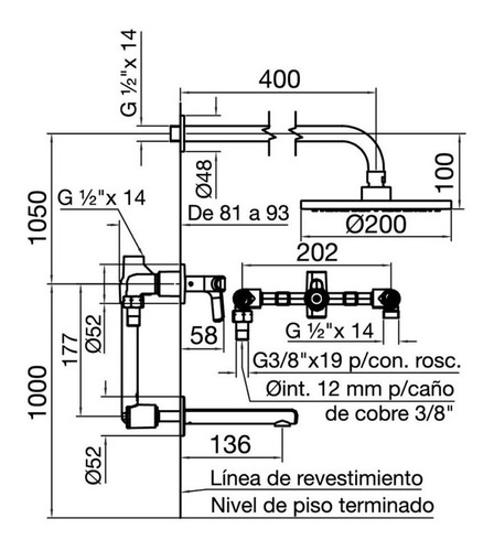 Grifería Fv Baño Juego Ducha Embutida Cipres 0103/n2