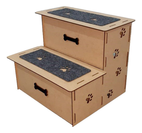 Escada 2 Degraus Para Cães De Pequeno Porte 30cm Cor Mdf Cru Imgroppo