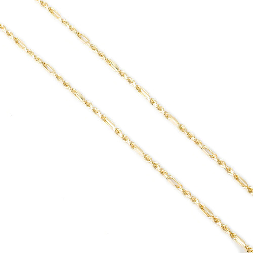 Cadena Torsal Figaro 3mm Oro Italiano Hueco 10k 50cm Color Dorado