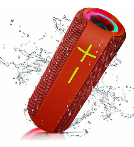Bocina Bluetooth Portátil Altavoces Duales Impermeable Rgb Color Rojo