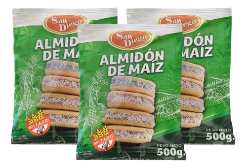 Almidon De Maiz San Diego Sin Tacc Para Alfajor 500g Pack X3