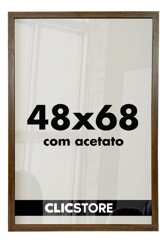 Moldura 48x68 Quadro Decorativo Acetato Poster Foto Corredor Cor Tabaco Liso