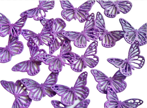 25 Mariposas Goma Eva Brillantina Tarjetas Souvenir 4 O 5 Cm