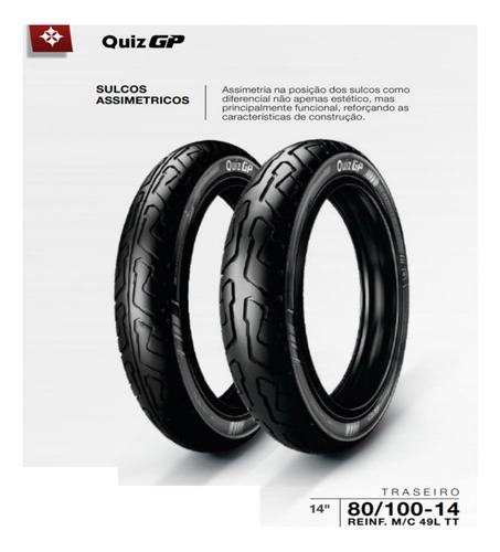 Pneu Tras 80/100-14 Ira Quiz + Camara Honda Biz 110i 2025