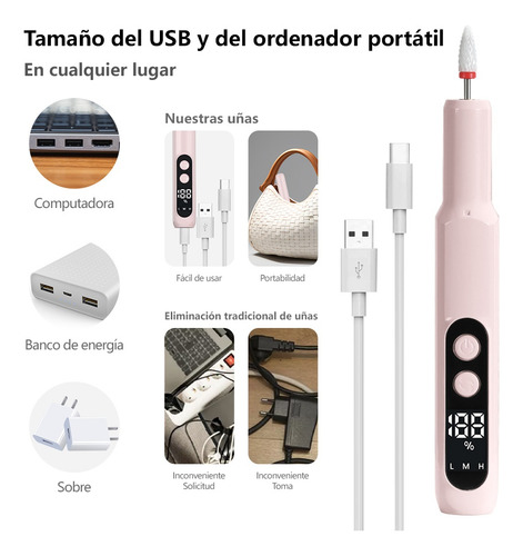 Kit De Uñas Taladro De Uñas Lima De Uñas Eléctrica Motor De