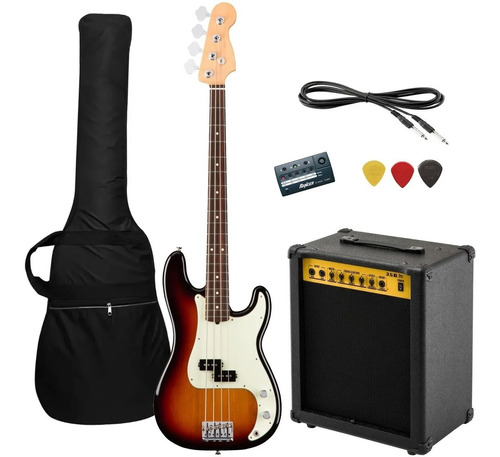 Bajo Electrico 4 Cuerdas + Amplificador 35w + Cable + Pua